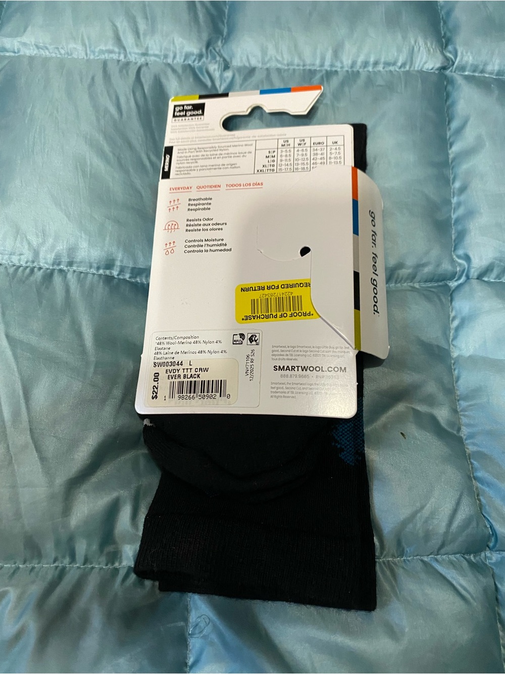 NWT Smartwool Men's Black Socks with Tan and Blue Geometric Accents - Picture 4 of 4